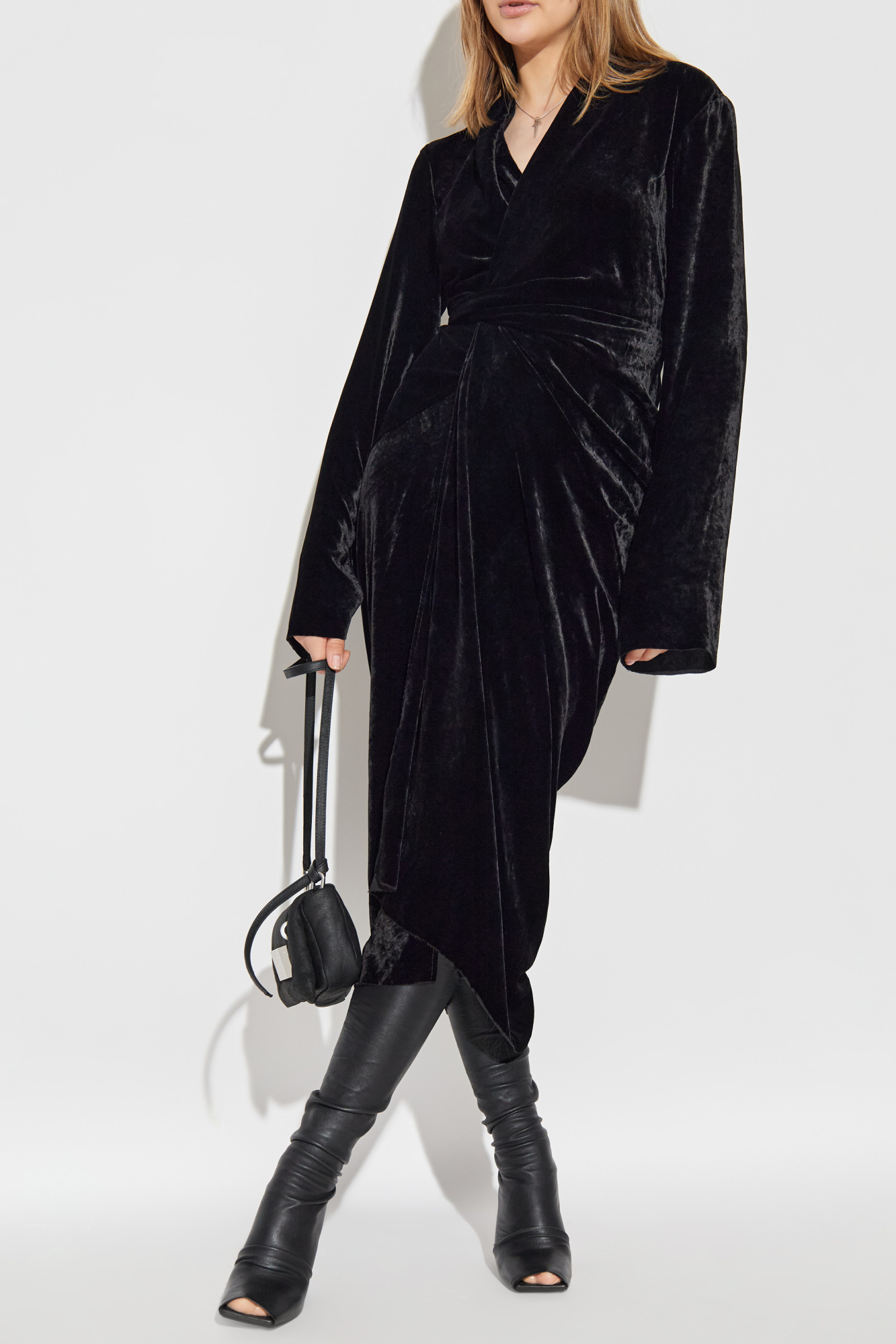 パーティードレス RICK OWENS RP02E4508.V Dresses Black Velvet dress with wrap tie Rick Owens - Vitkac AS